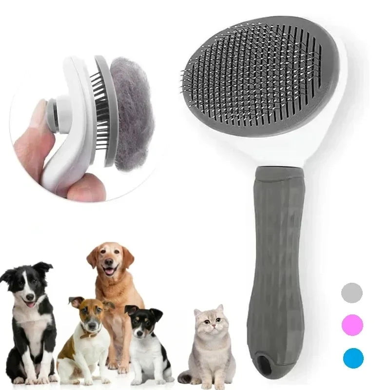 Self-cleaning slicker brush