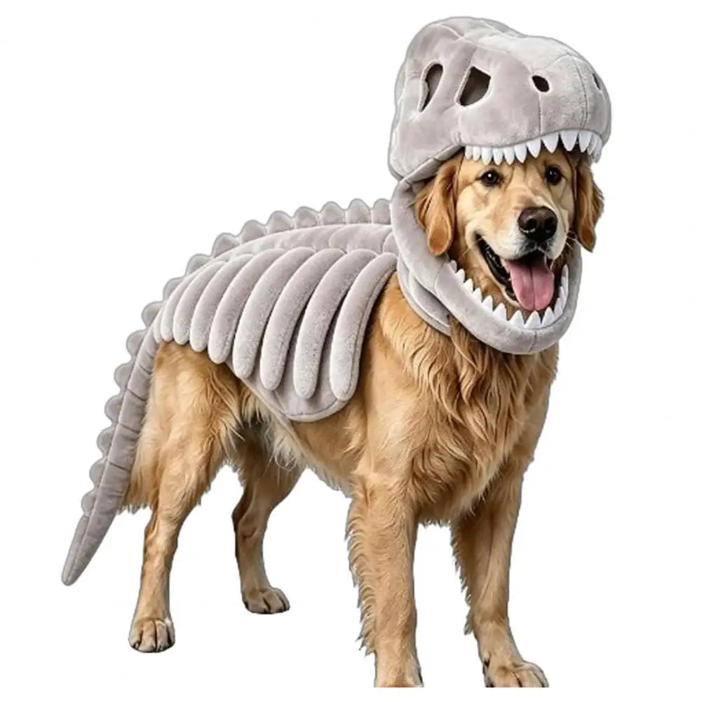 Dog Dinosaur Skeleton Costume – Soft Halloween Hoodie for Dogs & Cats