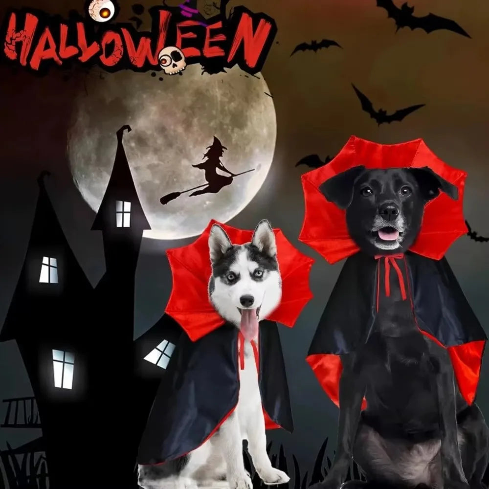 Vampire Bat-Wing Cloak for Dogs & Cats – Red Halloween Cape