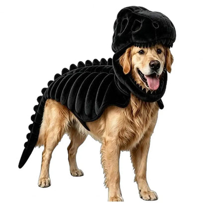 Dog Dinosaur Skeleton Costume – Soft Halloween Hoodie for Dogs & Cats