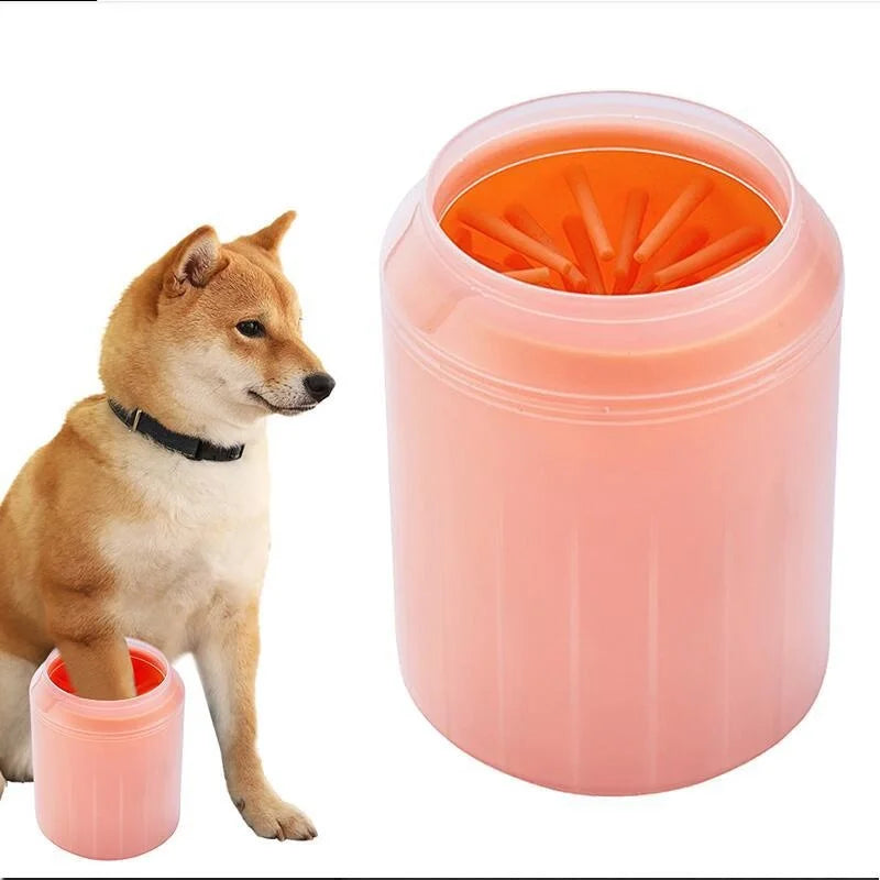 Dog paw cleaner cup with soft silicone bristles inside