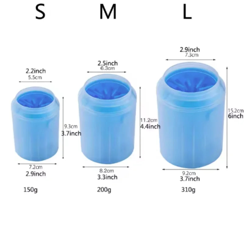 Dog paw cleaner cup with soft silicone bristles inside