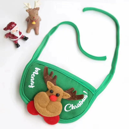 Pet wearing the Christmas bib in green