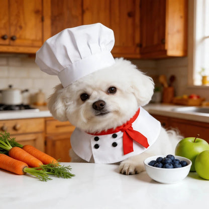 Dog Chef Costume – Chef Hat & Bib Halloween Outfit for Dogs & Cats