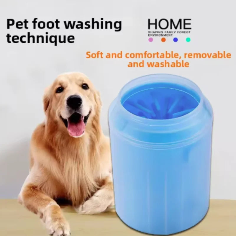 Dog paw cleaner cup with soft silicone bristles inside