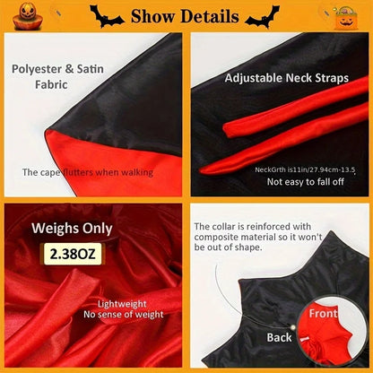 Dog Vampire Cape – Red & Black Halloween Cape with Tiebacks