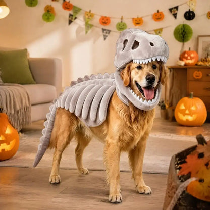 Dog Dinosaur Skeleton Costume – Soft Halloween Hoodie for Dogs & Cats