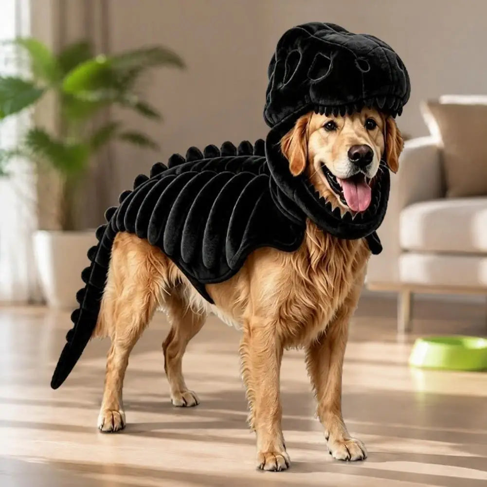 Dog Dinosaur Skeleton Costume – Soft Halloween Hoodie for Dogs & Cats