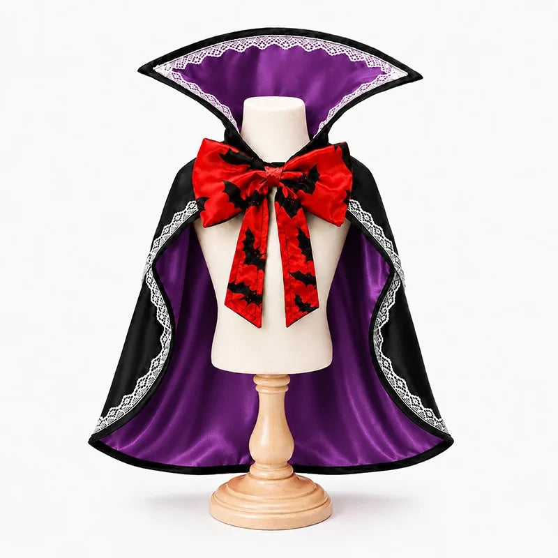 Lace Halloween Cape for Dogs & Cats – Adjustable Cloak with Bow