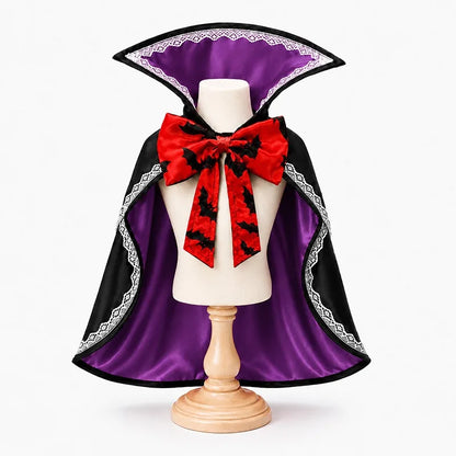 Lace Halloween Cape for Dogs & Cats – Adjustable Cloak with Bow