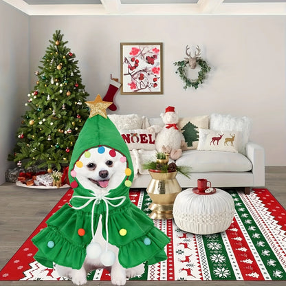 Pet wearing the Christmas tree cape for cats and small dogs
