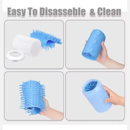Dog paw cleaner cup with soft silicone bristles inside