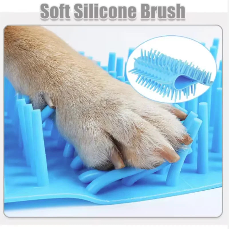 Dog paw cleaner cup with soft silicone bristles inside