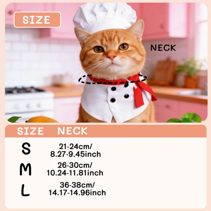 Dog Chef Costume – Chef Hat & Bib Halloween Outfit for Dogs & Cats