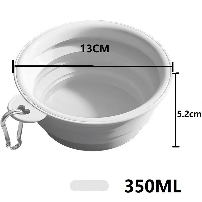 Collapsible dog bowl size: about 13 cm across and 5.2 cm deep, 350 ml