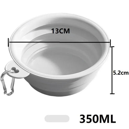 Collapsible dog bowl size: about 13 cm across and 5.2 cm deep, 350 ml