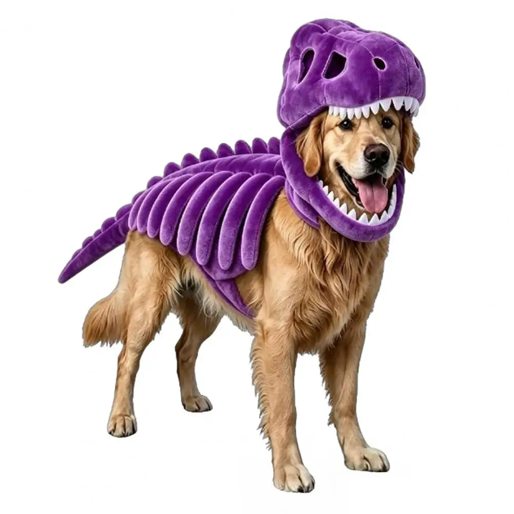 Dog Dinosaur Skeleton Costume – Soft Halloween Hoodie for Dogs & Cats