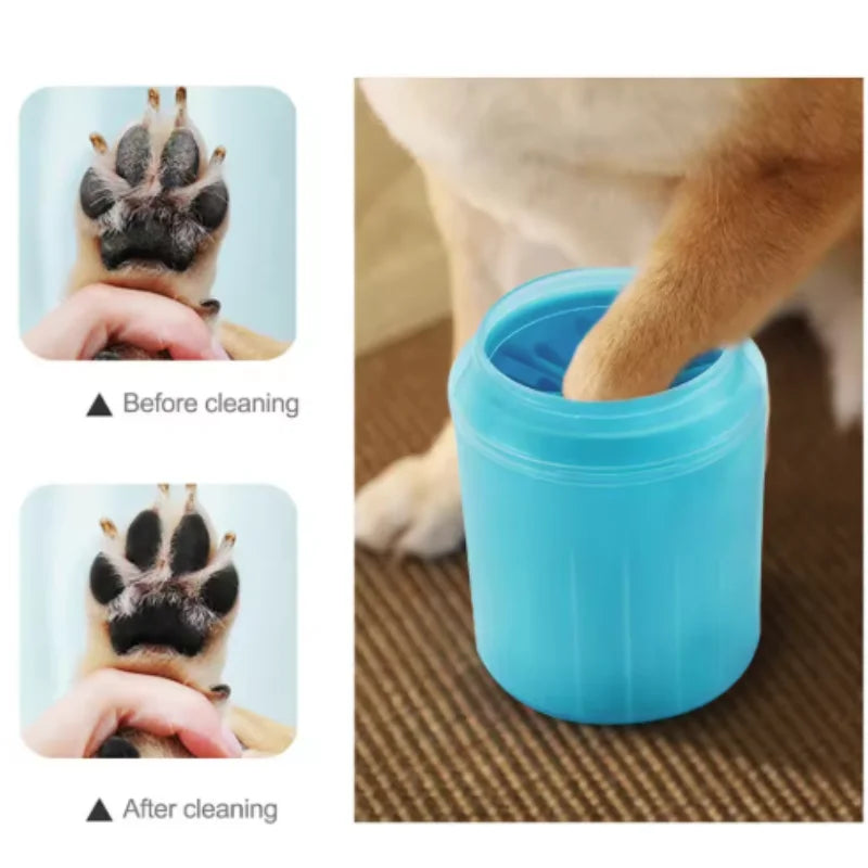 Dog paw cleaner cup with soft silicone bristles inside