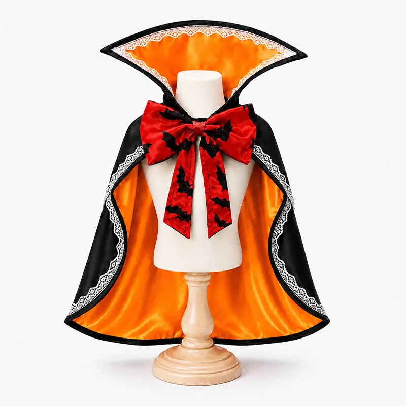 Lace Halloween Cape for Dogs & Cats – Adjustable Cloak with Bow