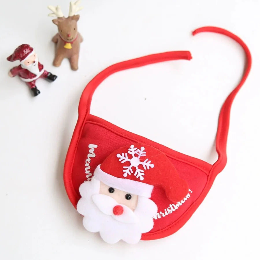 Pet wearing the Christmas bib in red
