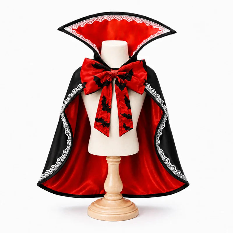 Lace Halloween Cape for Dogs & Cats – Adjustable Cloak with Bow