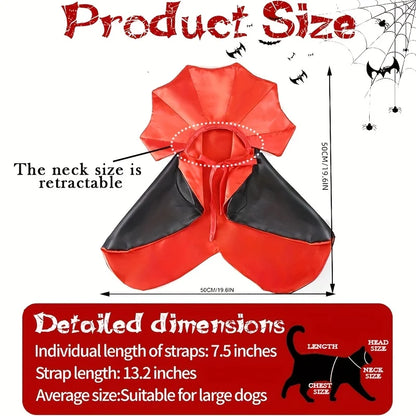 Dog Vampire Cape – Red & Black Halloween Cape with Tiebacks