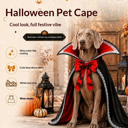 Lace Halloween Cape for Dogs & Cats – Adjustable Cloak with Bow