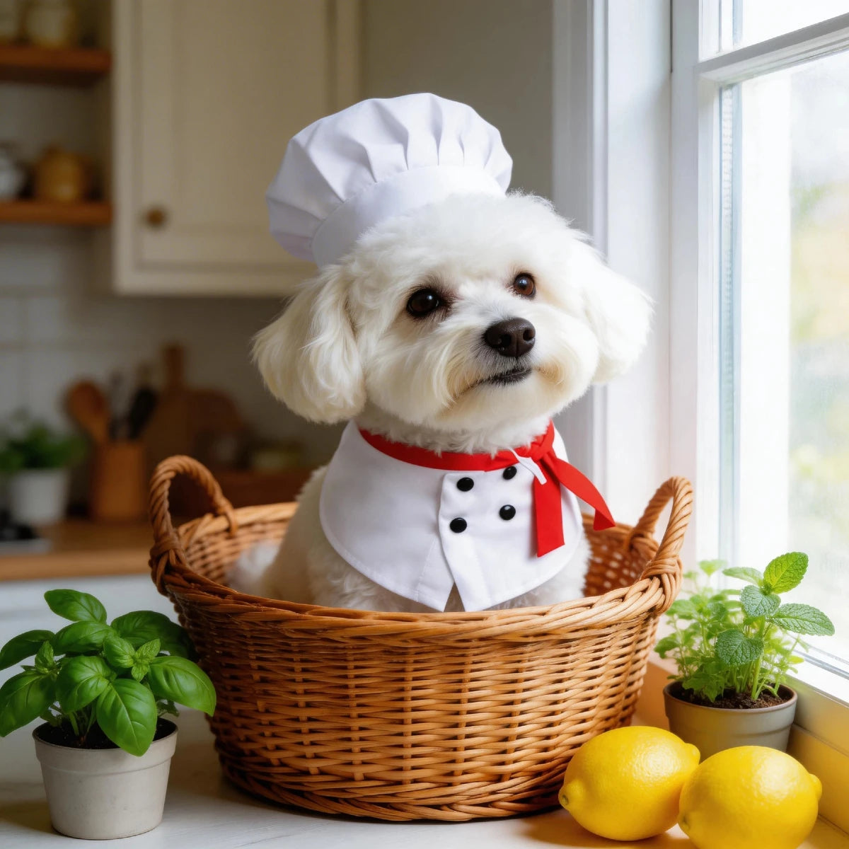 Dog Chef Costume – Chef Hat & Bib Halloween Outfit for Dogs & Cats
