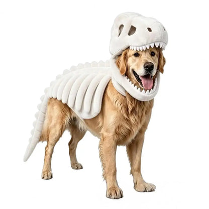 Dog Dinosaur Skeleton Costume – Soft Halloween Hoodie for Dogs & Cats