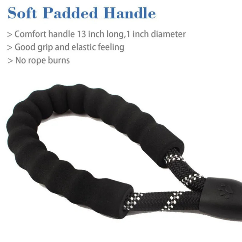 Soft padded leash handle, about 13 inches long