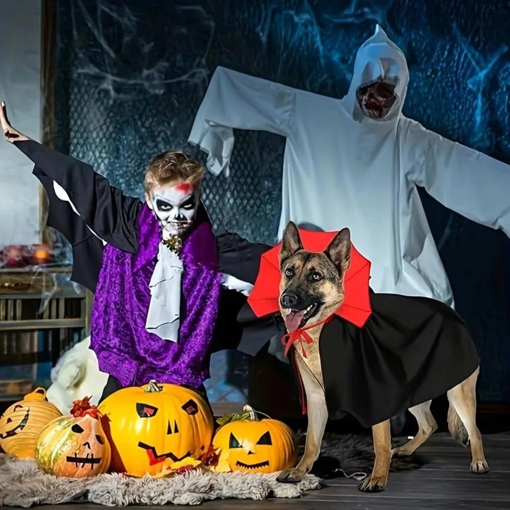 Vampire Bat-Wing Cloak for Dogs & Cats – Red Halloween Cape