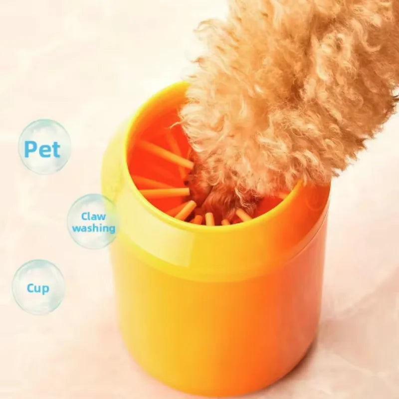 Dog paw cleaner cup with soft silicone bristles inside