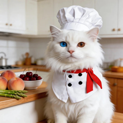 Dog Chef Costume – Chef Hat & Bib Halloween Outfit for Dogs & Cats